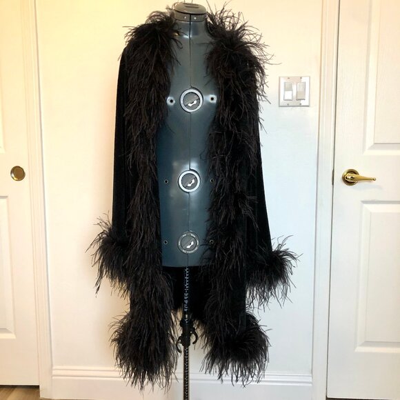 Berek Vintage Long Black Feathery Cardigan Sweater Evening Glam, Size M - Picture 8 of 11